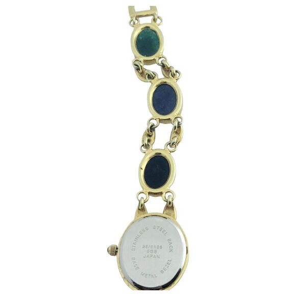 Vintage Egyptian Revival Wrist Watch Carved Gemstone Scarabs By Sutton WORKS - Picture 9 of 9